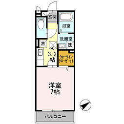 フレシア 1Kの間取図画像