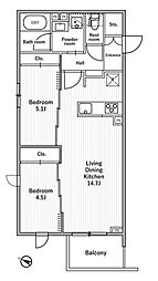 ニド本蓮沼 1階2LDKの間取り