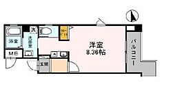 阪急宝塚本線 川西能勢口駅 徒歩5分の賃貸マンション 3階ワンルームの間取り
