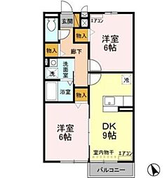 メゾンヴェールsyoei 2DKの間取図画像