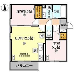 仮称）D-ROOM東住吉区南田辺4丁目 2階2LDKの間取り