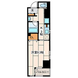 エルドシック横濱 1Kの間取図画像