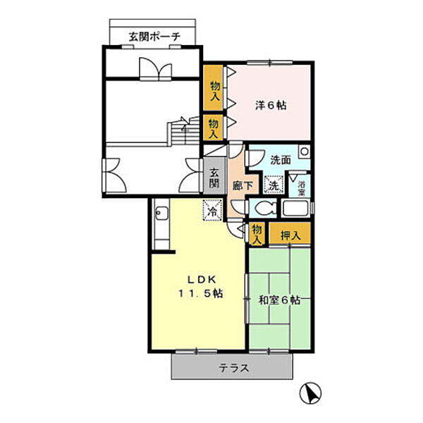 アベニール21 ｜東京都東村山市富士見町４丁目(賃貸アパート2LDK・1階・56.30㎡)の写真 その2