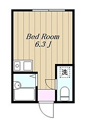 JR横浜線 淵野辺駅 徒歩11分の賃貸アパート 1階ワンルームの間取り