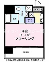 マリンパレス登戸 3階1Kの間取り