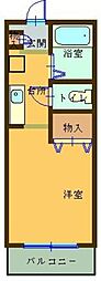 メゾプライム 2階1Kの間取り