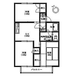 ハーモニックファミリーＡ棟Ｂ棟 1階3DKの間取り