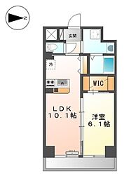 エイチ・ツーオー清水丘 3階1LDKの間取り