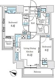 パークホームズ文京白山ヒルテラス 2LDKの間取図画像