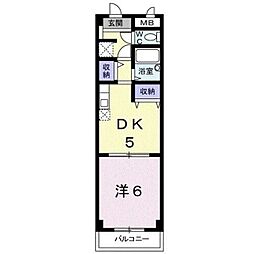 シャン・ド・フルール2 1DKの間取図画像