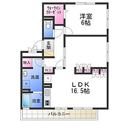 リビングタウンなかもずB棟 1LDKの間取図画像