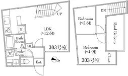 フォンス・ルーキス和泉 3階2LDKの間取り
