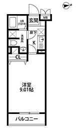 アムール ハイデルII 1階1Kの間取り