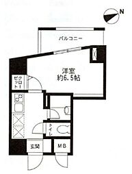 レジディア東品川 1Kの間取図画像