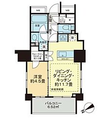 ザ・パークハウスアーバンス御成門 1LDKの間取図画像