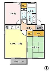 マロンハイツ原島C 2LDKの間取図画像