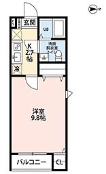 狭山市入間川2丁目アパート 1Kの間取図画像
