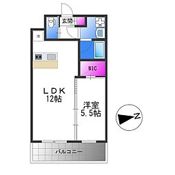 プレシオ森之宮 1LDKの間取図画像