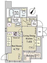 コートラクリア人形町 10階1LDKの間取り