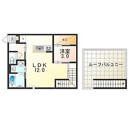 グランティックプレジール 1LDKの間取図画像