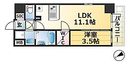 エスリード神戸レジデンス 1LDKの間取図画像