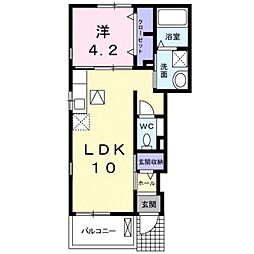 レジデンス・リオB 1階1LDKの間取り