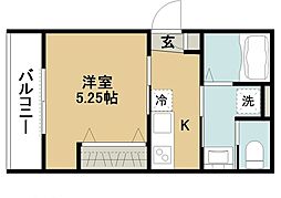 サンウエスト西船 1階1Kの間取り