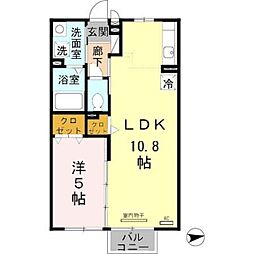 神戸市西神・山手線 名谷駅 徒歩18分の賃貸アパート 2階1LDKの間取り