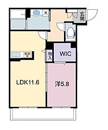 シャーメゾンRAC下鈎 1LDKの間取図画像