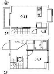 YanokuchiBase(ヤノクチベース） 2階1LDKの間取り