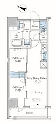 アーバネックス住吉 2LDKの間取図画像