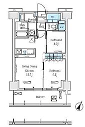 ロイヤルパークス赤羽ノース 5階2LDKの間取り