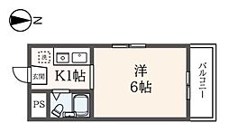 クリーンコーポ 1Kの間取図画像