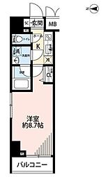 プレール・ドゥーク文京湯島 11階1Kの間取り