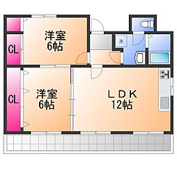 ヴェルドミール府中 2LDKの間取図画像