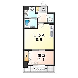 リアライズ宿院 1LDKの間取図画像