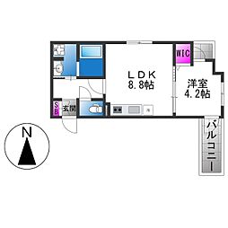 Louis Apartment長瀬ノール 1LDKの間取図画像