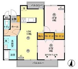 グランテラスウエスト 2LDKの間取図画像