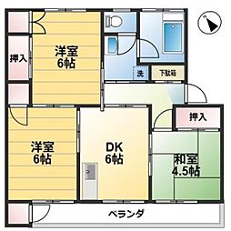 松村マンション 2階3DKの間取り