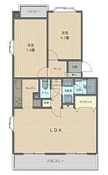 シャンクレール南流山 2LDKの間取図画像