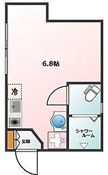 Glanz東新宿 2階ワンルームの間取り