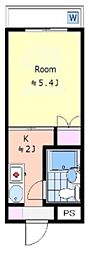 ハイタウン南馬込 1Kの間取図画像