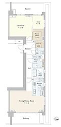 広尾ガーデンフォレストB棟 1SLDKの間取図画像