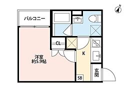 阪神なんば線 千鳥橋駅 徒歩14分の賃貸アパート 2階1Kの間取り