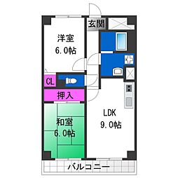 ヴィラシャトー 2LDKの間取図画像
