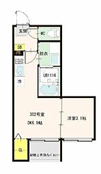 ハーモニーテラス堀切VII 1DKの間取図画像