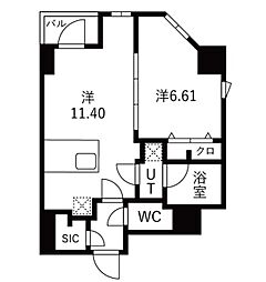 オークランス森下 1LDKの間取図画像