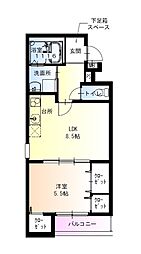 高石市綾園3丁目アパート 1LDKの間取図画像
