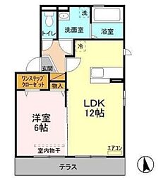 ゲートパレス 1階1LDKの間取り