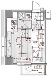 PREMIUM CUBE 大森 6階ワンルームの間取り
